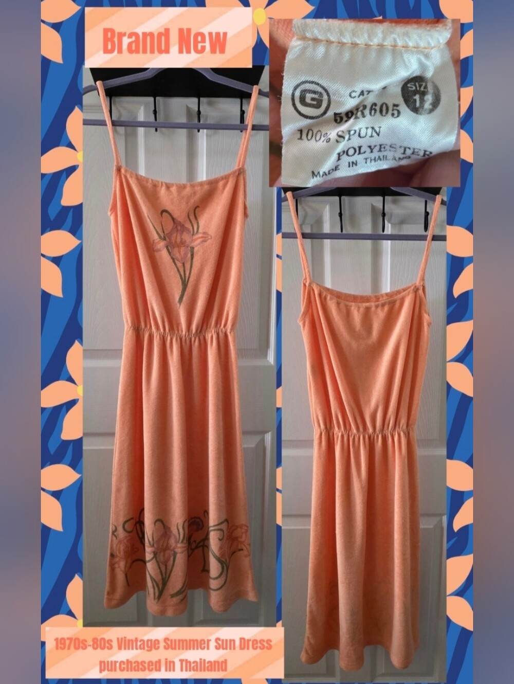 Brand New Vintage 1970s-80s Terry Cloth Sun Dress purchased in Thailand